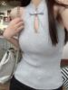Chinese Style Halter Frog Button Cutout Knitted Vest - Women's Slim-Fit Sleeveless Summer Top