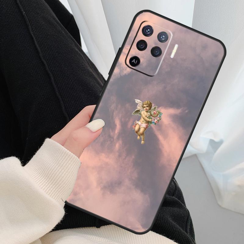 Cute Angels Aesthetic Aesthetics Case For Oppo A54 A74 A94 A18 A57 A17 A77 A38 A58 A78 A98 A80 A60 A40 A96 A76 A16 A15 A5 Pro
