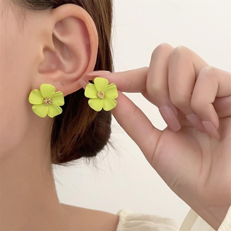 Pinkdudu Simple Sweet Multicolored Large Flower Acrylic Earrings Fashion Trendy Stud Earrings Women PD2272