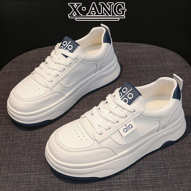 First layer cowhide little white shoes women's shoes autumn new versatile student shoes thick baseplate shoes casual sports shoes