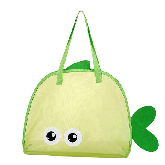 Mesh Beach Bag, Cute Cartoon Fish Shape, with Shoulder Straps Breathable Design, Storage Bag for Beach Toy Swimwear Snacks Outdoor Use