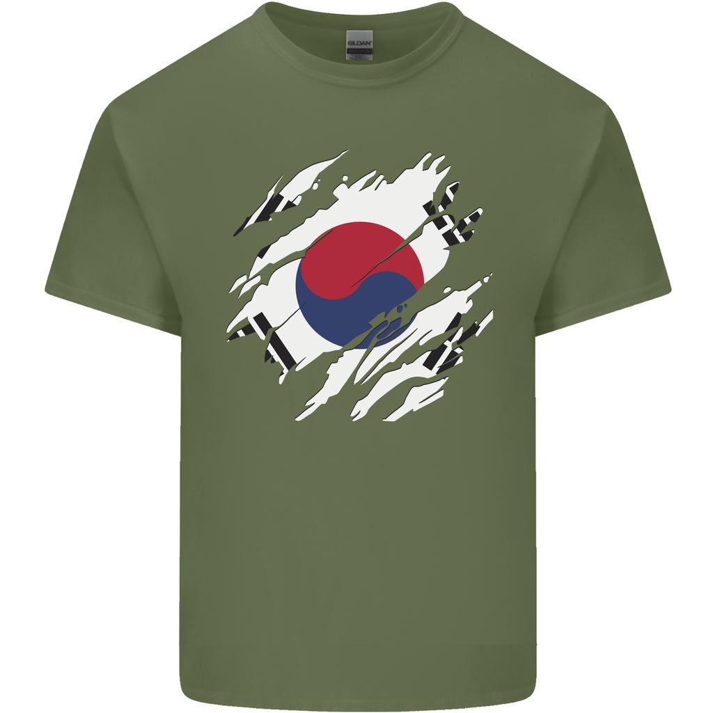 Torn South Korea Flag Korean Day Football Unisexs Light Cotton TShirt
