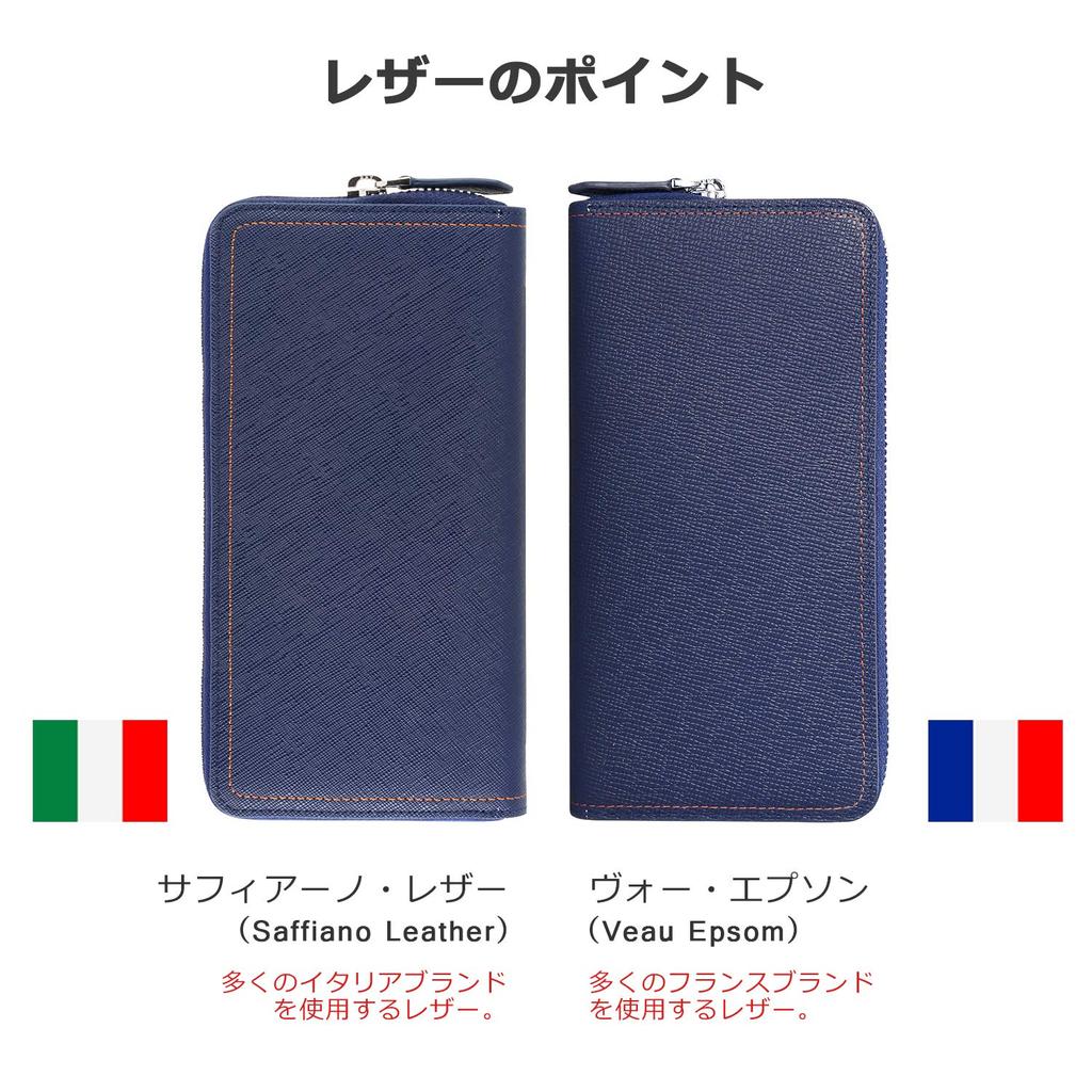 Hardwork Secret Men's Long Wallet with 12 Card Slots, Coin Purse, Genuine Leather Zipper, Luxury Gift, Convenient Coin Purse, Gift Box Included, Blue