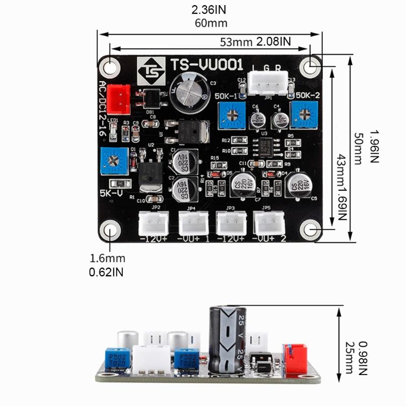 Vu Meter Stereo Audio Amplifier Board Adjustable with Driver DB Sound Indicator