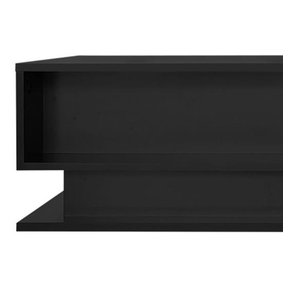 Tea Table High-Gloss Black Coffee 100x50x32cm with Glass Top And Dining Drawers Scratch-Resistant 1 Drawer LED Light Modern Style Sofa Small