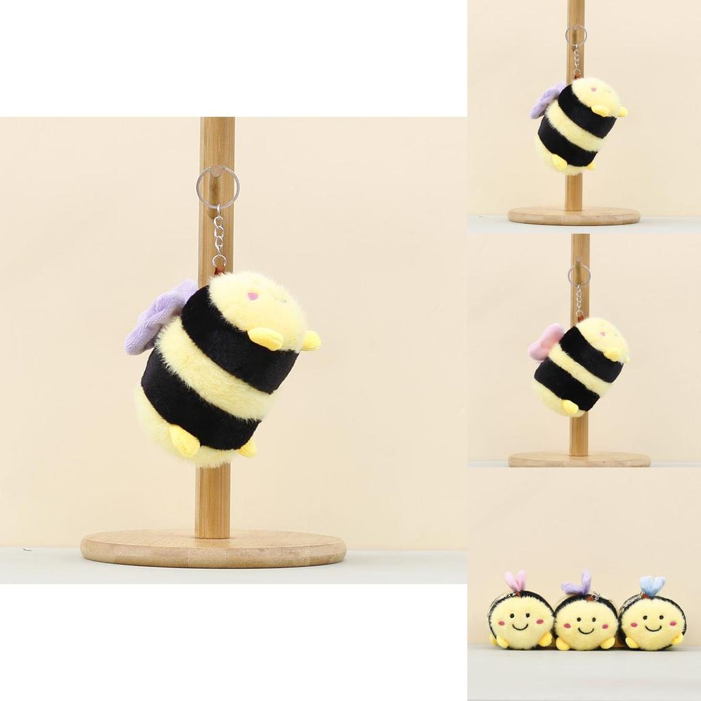Cute Bee Plush Keychain With Soft Pp Cotton For Bags And Gifts