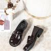 Black Thick Heel Platform College Uniform Small Leather Shoes Women's New Autumn Bright Mary Jane Shoes Small Loafers