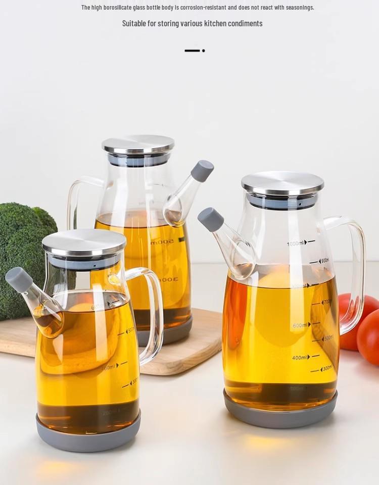 High Borosilicate Non-Drip Glass Oil Pot with Eagle Spout for Oil, Soy Sauce, and Vinegar
