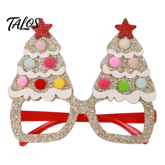 Cute Holiday Event Souvenirs Christmas Glasses, Glitter Party Glasses Frames, Novelty Elf Snowman Santa Claus Fun Festive Eyewear for Kids Reindeer