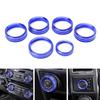 6pc Blue AC Stereo Volume/Tune Trailer Switch Knob Ring Covers For 2016-20 F-150