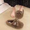 2025 new autumn and winter super fire beautiful plush warm flat bottom bag head cotton slippers fluffy slippers women wear half drag