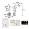 Sterling Hollow Star Stud Earrings With Moissanite Zircon Full Pave Women Daily Wear