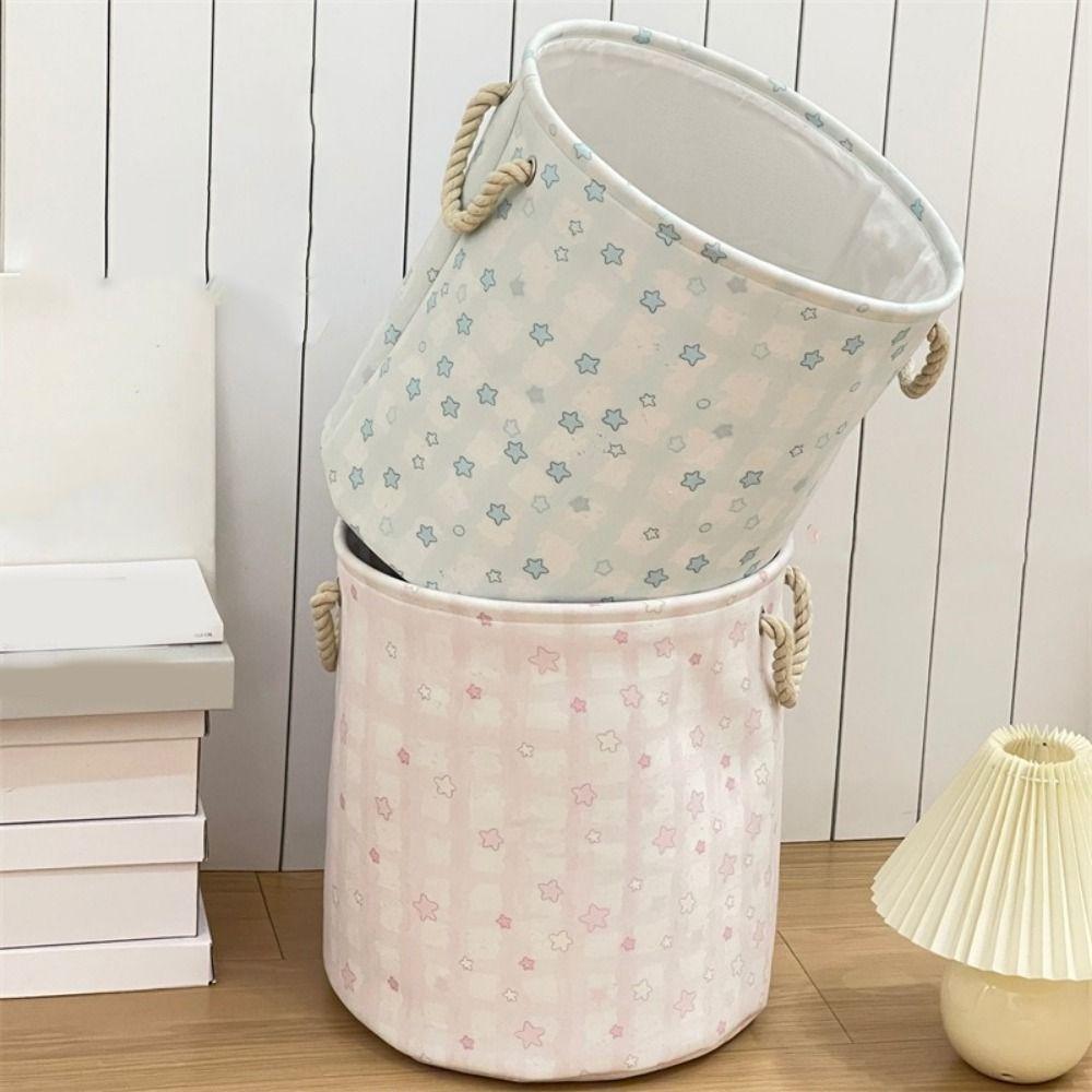 Cute Dirty Clothes Basket Round Shape Sundries Storage Basket Foldable Laundry Basket  Dormitory