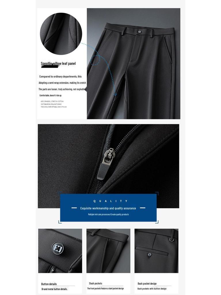 Autumn & Winter Men's Wool Business Trousers: Versatile Stretch Dress Pants for Work, Commute, or Casual Wear