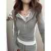 Women's Slim Fit Two-in-One Patchwork Long Sleeve Top