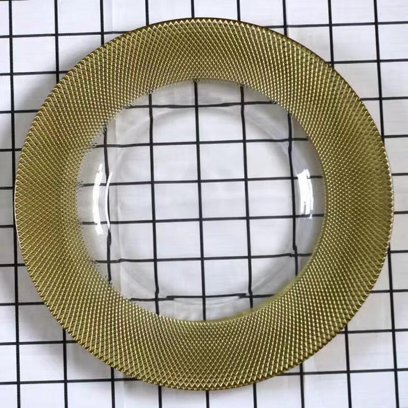 Набор стеклянных фруктовых тарелок Abay с золотым ободком, серебристо-серый