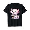 Axolotl Bubble Tea Boba Cute Anime Kawaii Girls Unisexs T Shirt Vintage Top For Everyday Wear Stylish Homme Casual