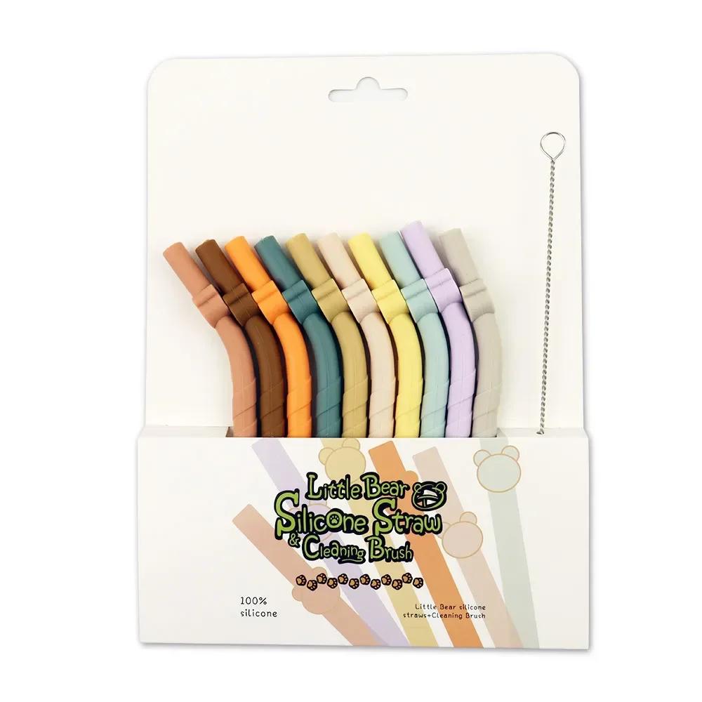 10/5/1Pcs Reusable Silicone Straws Set 15.5Cm Extra Long Flexible Straws Baby Feeding Straw Kitchen Bar Girl Cup Accessories