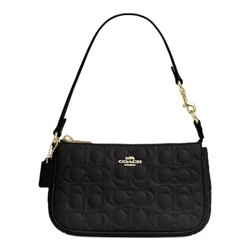 Coach Nolita 19 Zip Closure Logo Leather Shoulder Bag Small Women's Black