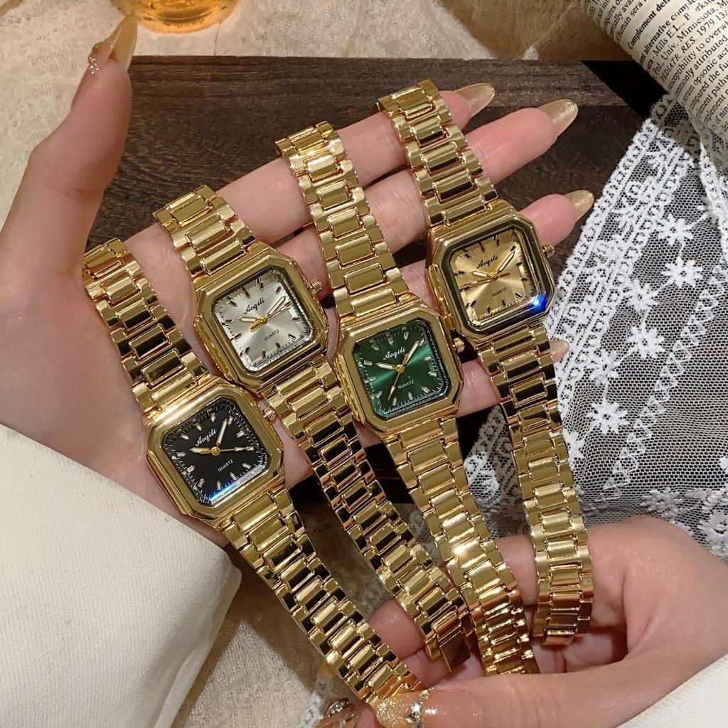 Elegant Gold Square Women's Quartz Watch - Chinese Style Business & Student Wear
