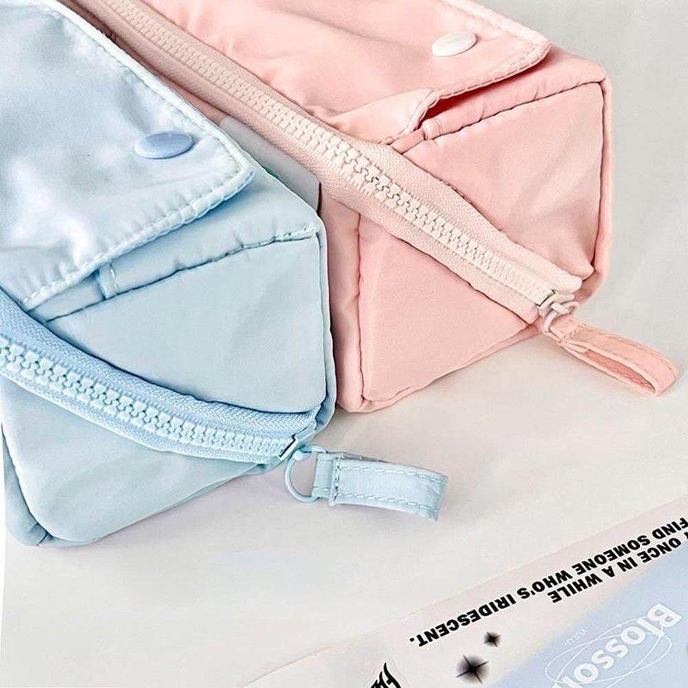 Multifunktionellt Prismatiskt Pennskrin Pennväska Söt Färg Stor Kapacitet Mjuk Fler Fickor Förvaringspåse för Kontorsmaterial Skola