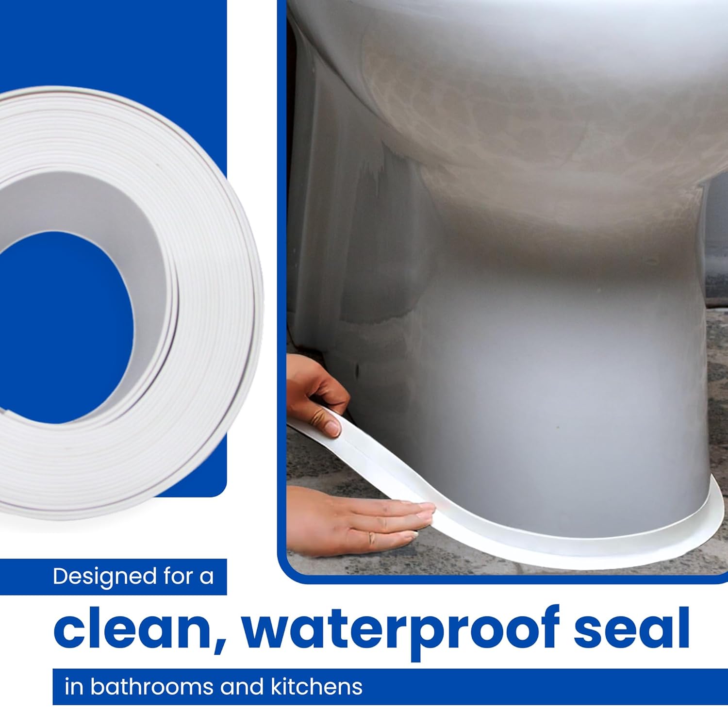 Bath & Kitchen Caulk Tape Sealant Strip - PVC Self Adhesive Waterproof Tape for Tub and Wall Sealing - Tape Caulk Sealer - Waterproof Sealant Tape -