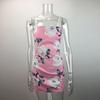 Elegant Women Sleeveless Floral Print Backless Dress For Summer Evening Parties
