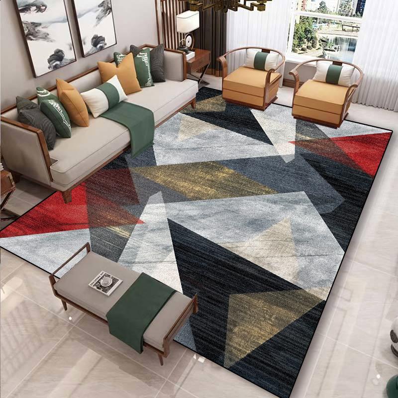 European Modern Geometric Carpet for Living Room Plush Decoration Home Nordic Non-slip Floor Mat Washable Bedroom Cloakroom Rugs