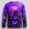 2025 New Long Sleeve T-Shirts For Men Fall Halloween Pumpkin Print T Shirt Vintage Streetwear Casual Tops Halloween Theme Tees