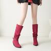 Women's high-heeled boots autumn and winter new thick-heeled suede mid-boots in size
