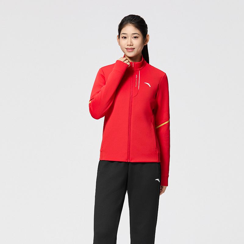 Anta Outdoor Training Warm Breathable Woven Zip Long Sleeve Soft Shell Jacket Women Jackets 462530204-2
