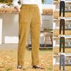 Women Pants Elastic Mid-rise Casual Wide Leg Trousers with Pockets Solid Color Loose Fit Lounge Pants Daily Wear