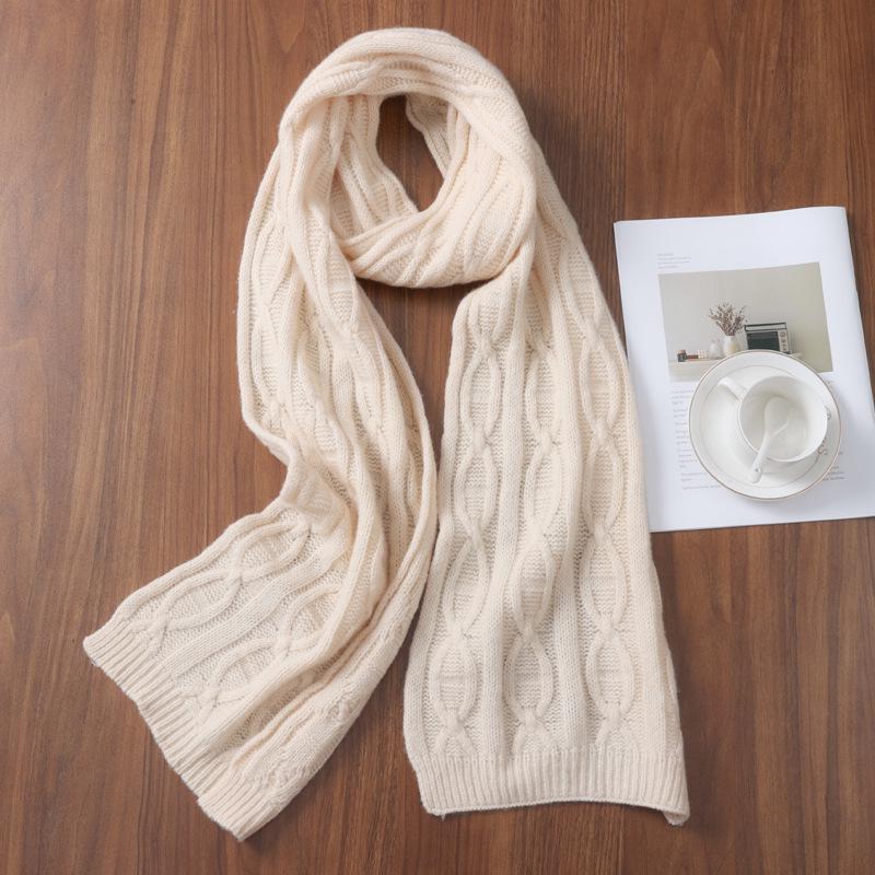 Autumn & Winter Pure Wool Scarf - Versatile Couple Style with Subtle Pig Nose Texture Cashmere Neck Warmer Shawl.