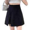 Plus Size British Style A-Line Slit Culottes - Women's 2025 High Waist Slimming Midi Skirt