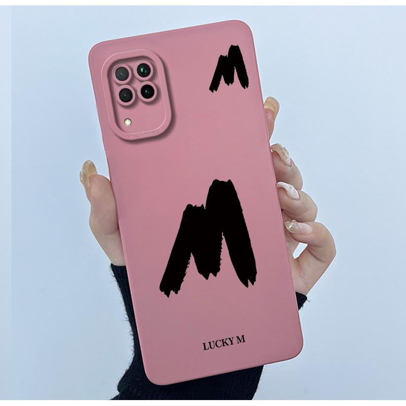 For Huawei Nova 7i Case Cover Lucky Initial Letter Liquid Soft Silicone Phone Bumper for Huawei P40 Lite Nova7i JNY-LX2 Casing