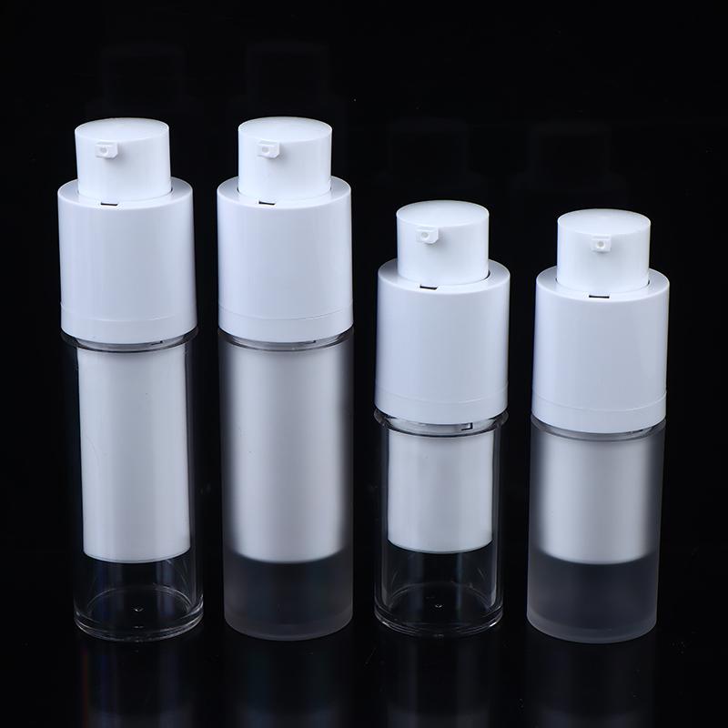 15/30/50Ml Vacuum Pump Bottles Frosted Clear Round Lotion Foundation Jar Rotating Lifting Lid Empty Travel Cosmetic Dispenser