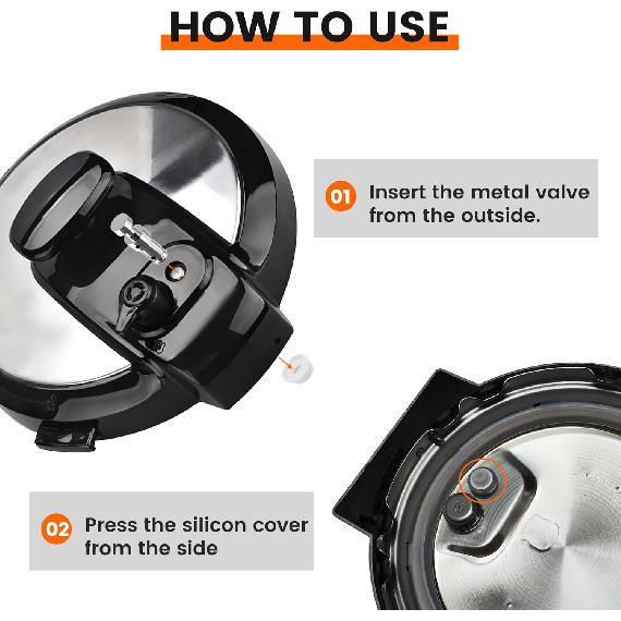 2 Pcs Pressure Cookers Float Valve Universal Replacement Parts for Duo 3, 5, 6 Qt, Duo Plus 3, 6 Qt, Ultra 3, 6, 8 Qt, Lux 3 Qt with 6Pcs Silicone