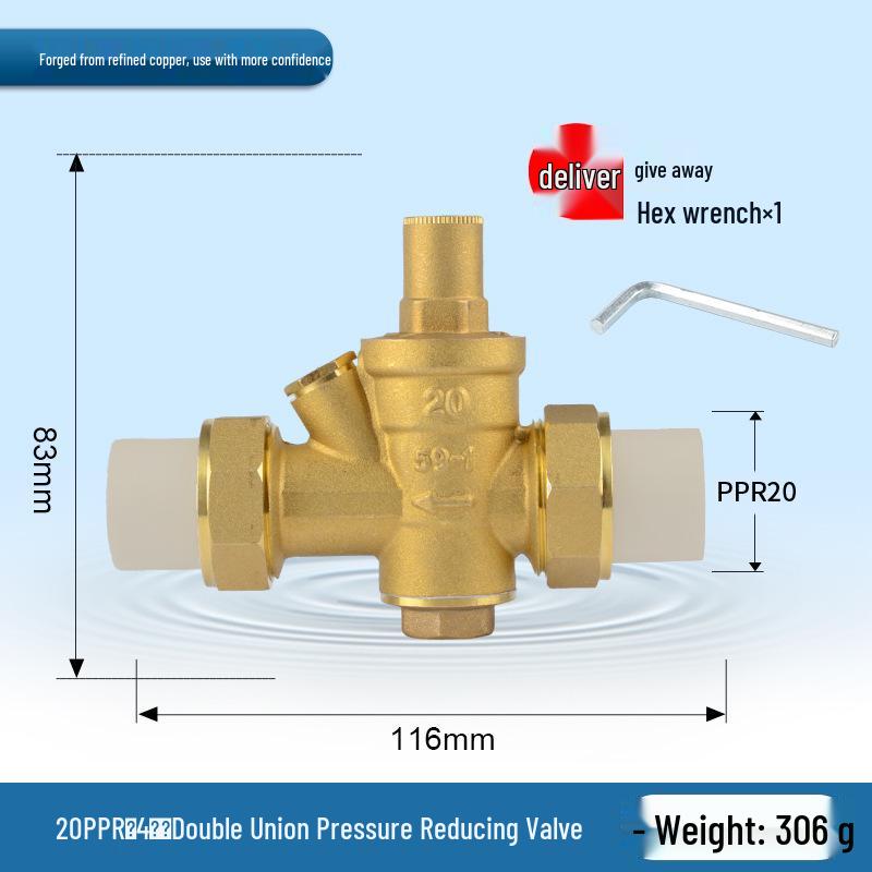 Water Pipe Pressure Reducing Valve for Home Heaters - PPR20/25/32, 4-Point PE Fitting