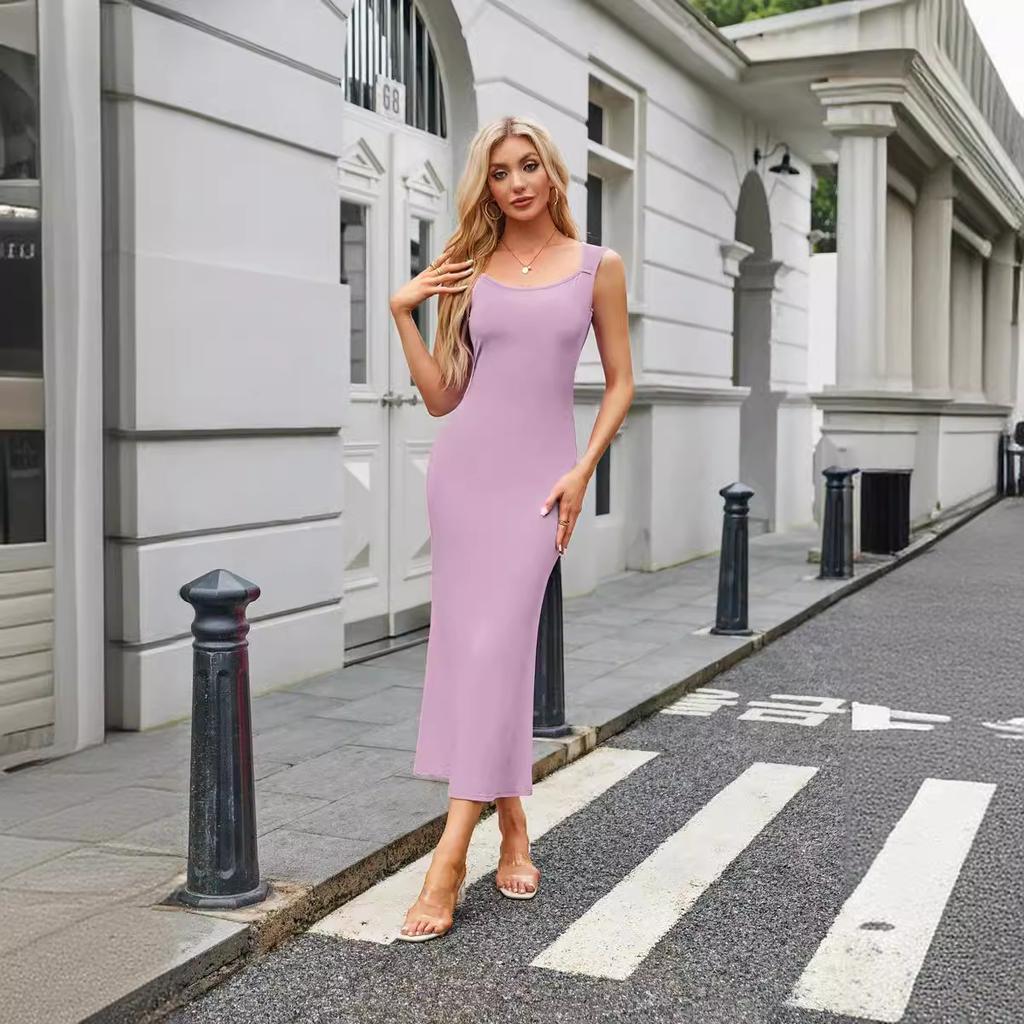 Women's Square Collar Cover Sleeve Tight Fishtail Super Long Dress for Women