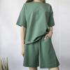 Hirsionsan Soft Cotton Sets Women 2021 New Casual Two Pieces Short Sleeve T Shirts and High Waist Shorts Solid Outfits Tracksuit