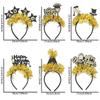 Sequin 2026 New Year Headband Party Decoration Creative Christmas New Year Headpiece Headwear Star/Crown Glitter Hair Hoop