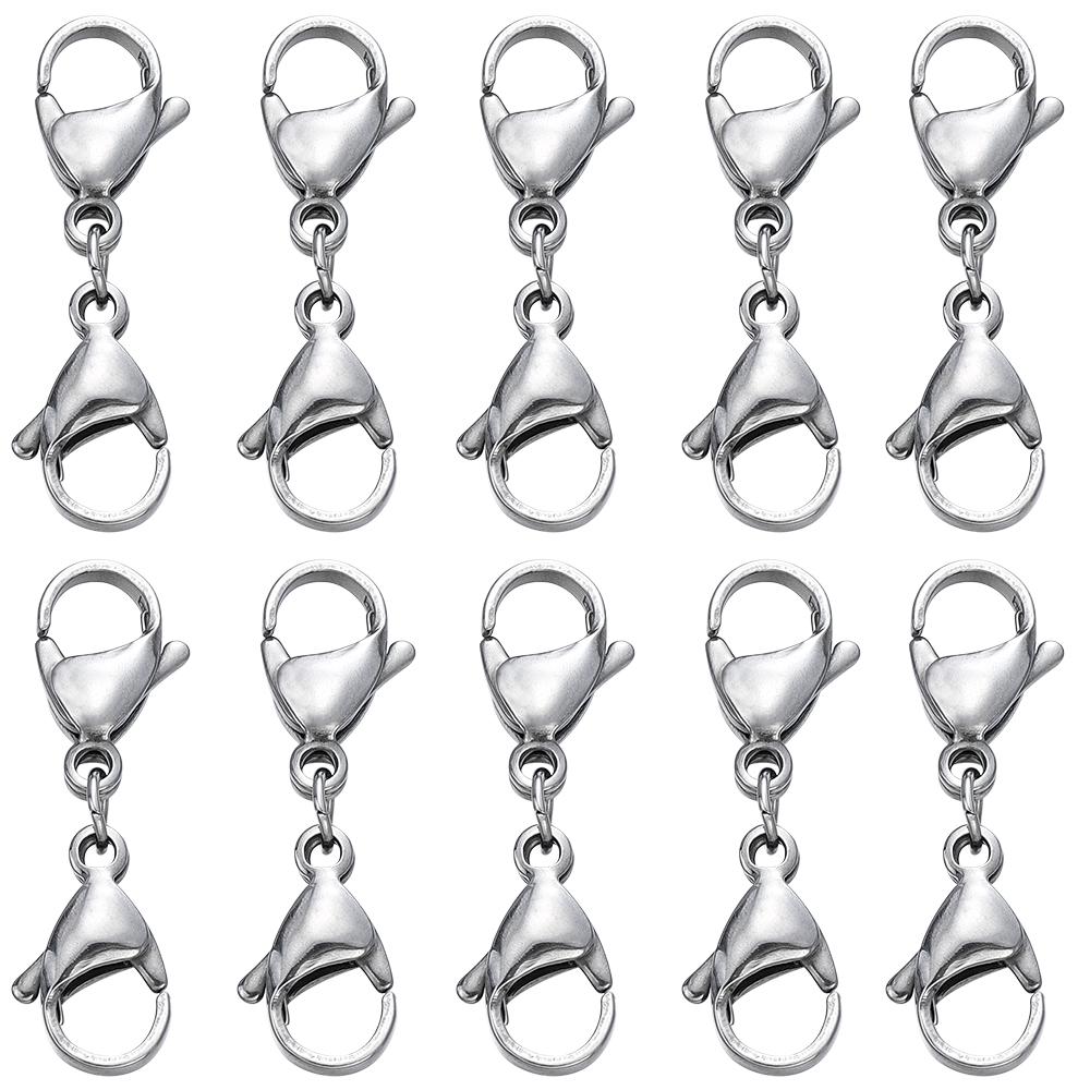 5/10Pcs Stainless Steel Double Lobster Clasp Hooks Chain Closure Accessories Connector for DIY Bracelet Necklace Jewelry Making