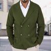 Men's Solid-Color Knitted Cardigan, Slim-Fit Cuban Collar, Turn-Up Collar, Double-Breasted Sweater