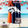 Name Custom Denver Broncos Logo Print Beach Towel, Large Soft Quick Dry Towel for Beach Camping Swimming