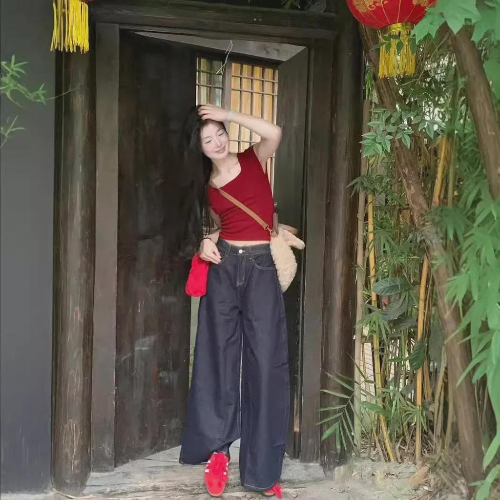 2024 Retro High-Waist Wide-Leg Spicy Girl Jeans - Summer Lazy Style for Women
