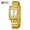 OFNS Elegant Women's Square Dial Watch: Simple Niche Bar Markers, Waterproof, Luxury Diamond Inlaid Quartz.