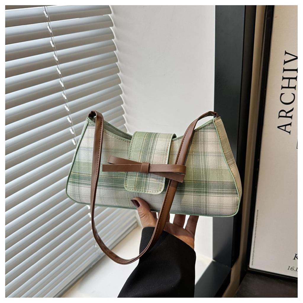 Casual Street Checkered Japanese Trend Simple Fashion Shoulder Armpit Crossbody Bag for Women