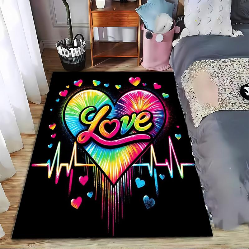 Colorful Heart Love Design Carpet Non-slip Rug Suitable for Living Room and Bedroom Sofas
