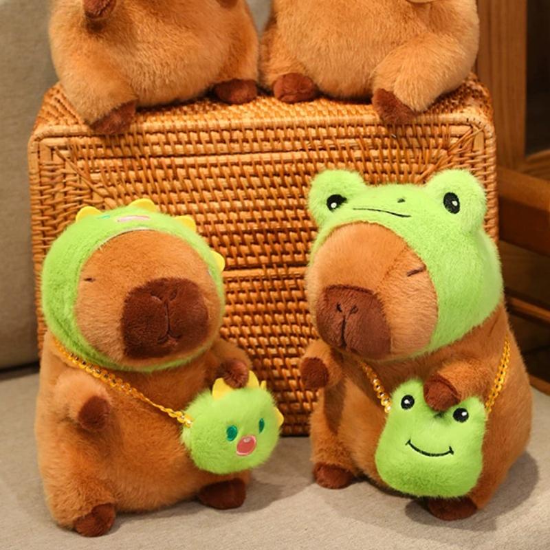 Lovelys Capybara Soft Toy Plush Frog Dinosaur Capibara Cute Things Kawaii Stuffed Doll Small Detachable Backpack Birthday Gift