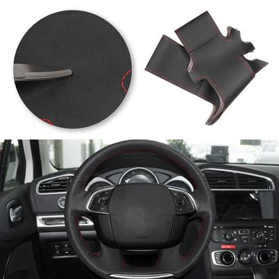 Car Interior Steering Wheel Microfiber Perforated Leather Cover Accessories For Citroen C4 C4L 2011 2012 2013 2014 2015 DS4
